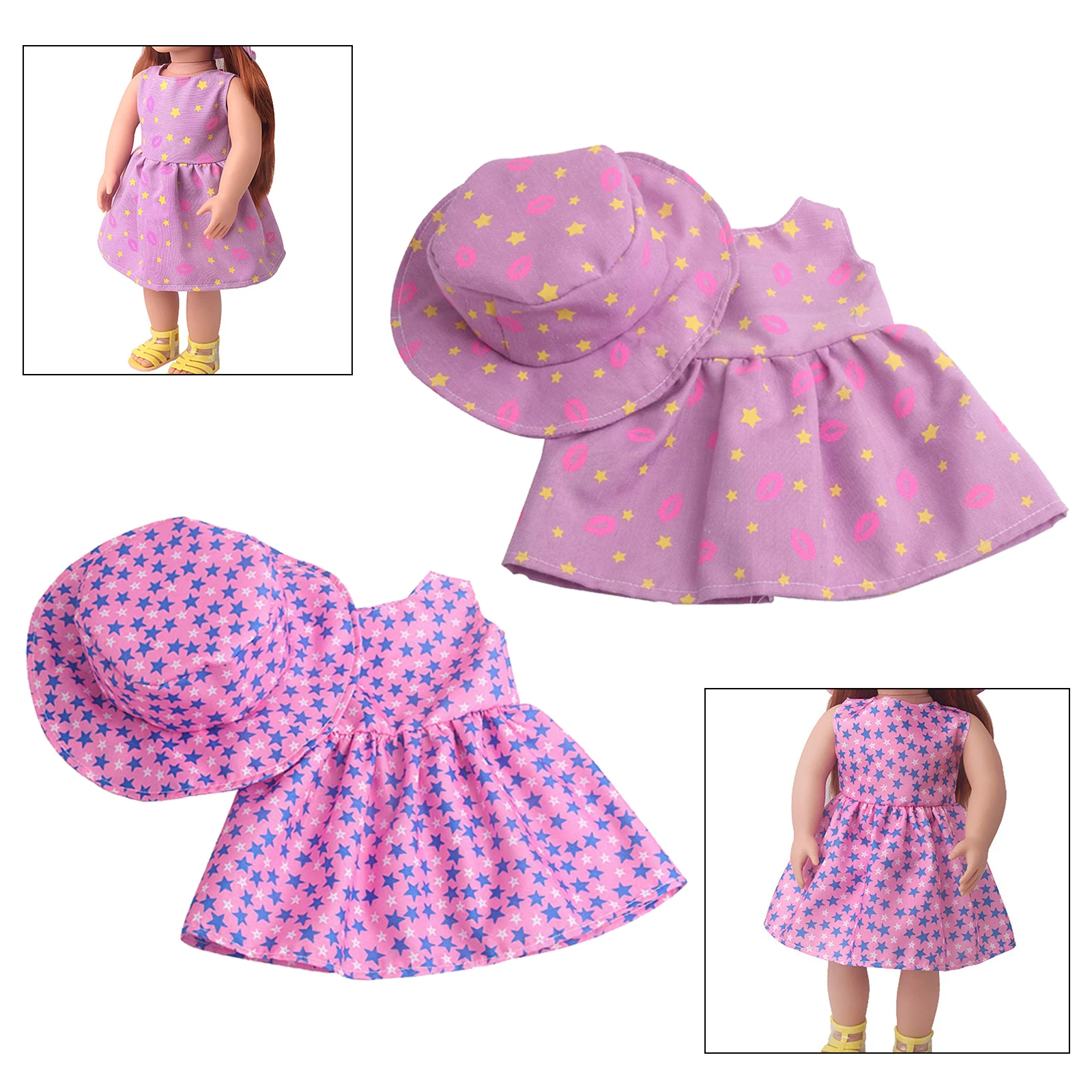 

Fashion Handmade American Doll Dress w/ Hat 18'' Daily Clothes Dress up, Make Your Dolls More Attractive and Beautiful.