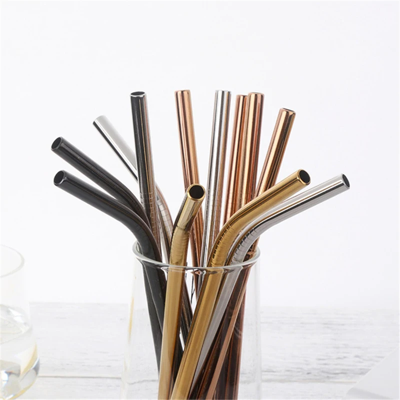 

Colorful Stainless Steel Drinking Straws Straight and Bent Reusable Filter With Brush DIY Tea Coffee Tools Party Bar Accessories