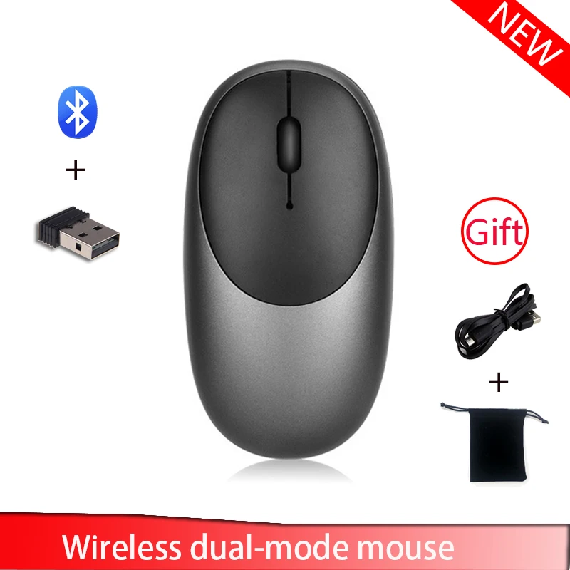

Wireless Mouse Bluetooth Computer Silent Rechargeable Ergonomic Mause With USB Optical Mice Dual Mode 2.4Ghz + Bluetooth 2 In 1