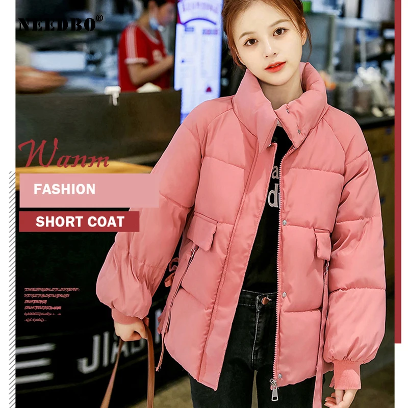 NEEDBO Winter Jacket Women 2021 Parka Puffer Jacket Women Winter Coat Warm Plus Size Solid Standard Collar Casual Casaco Outwear