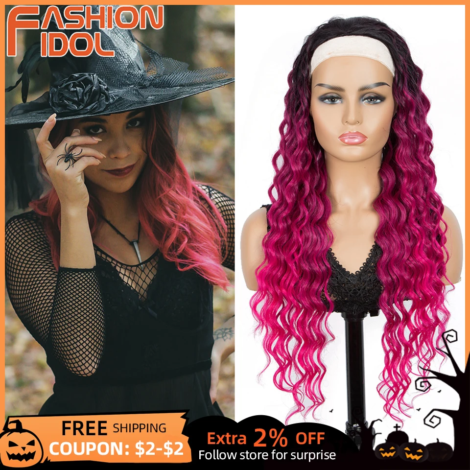 

Повязка на голову Body Wave Синтетический парик для женщин Повседневный парик с повязкой на голову из термостойкого волокна Косплей Парики Лол...