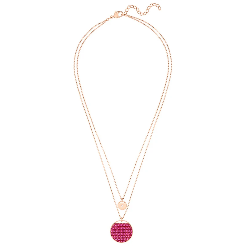

SWA New GINGER Mysterious Double Round Rose Gold Pendant Necklace Elegant Lady Jewelry Send Girlfriend Anniversary Gift
