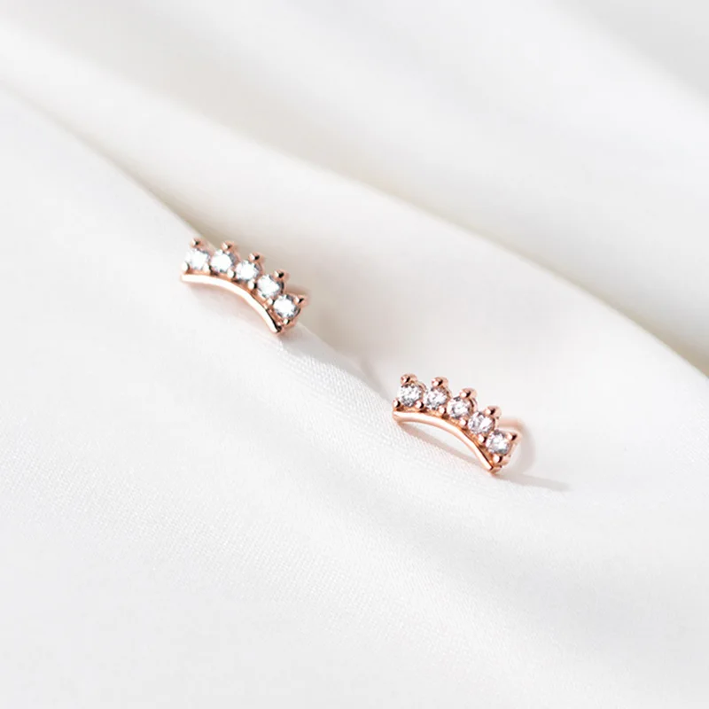 

PONYKISS Classic 925 Sterling Silver Chic Crown Zircon Stud Earrings for woman Party Fine Jewelry Wholesale Minimlist Accessory