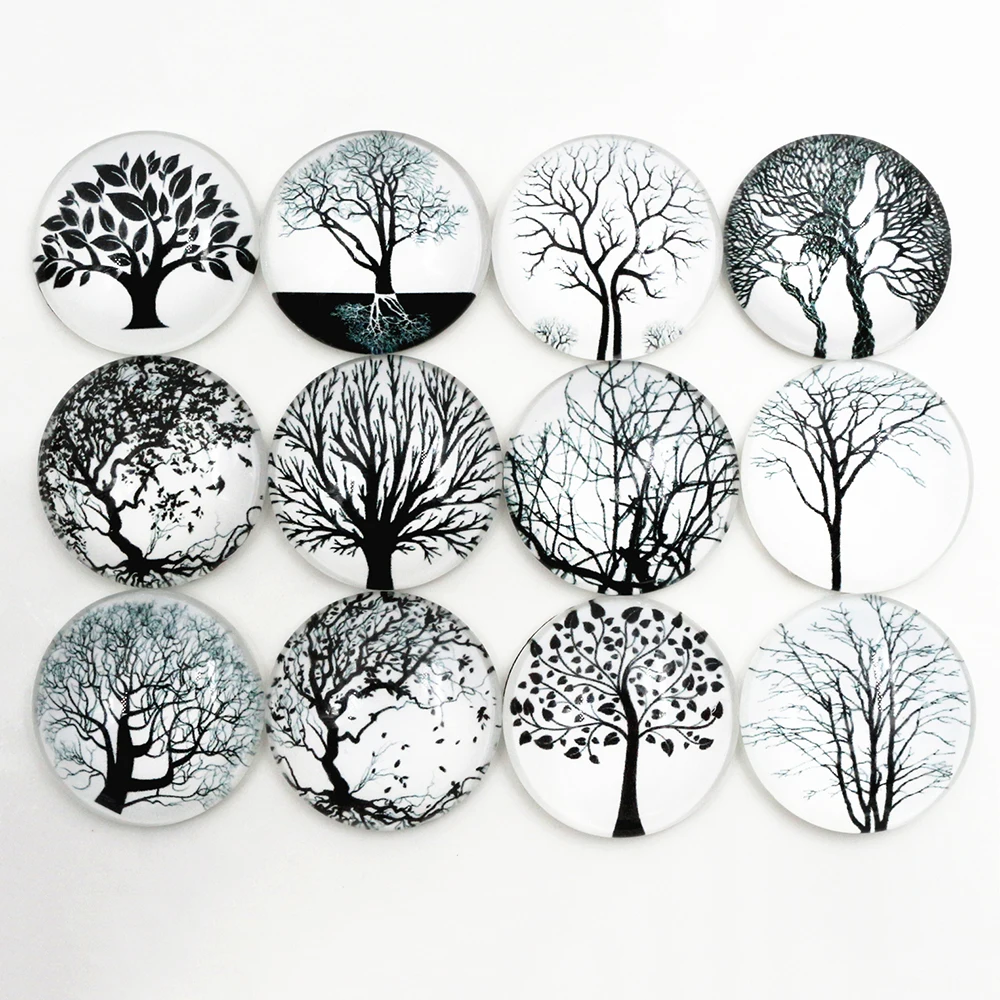 

Hot Sale 10pcs 25mm New Fashion Mixed Tree Handmade Glass Cabochons Pattern Domed Jewelry Accessories Supplies-F7-41