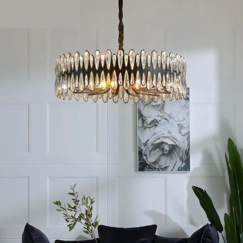 Круглая Роскошная Потолочная люстра светодиодная лампа современная хрустальная