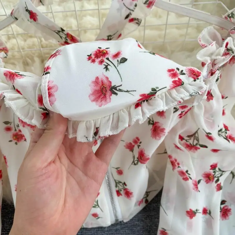 Женская винтажная блузка с длинным рукавом цветочным принтом|Блузки| |