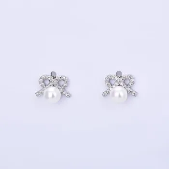 

S925 Tremella Nail Korean Version of Fresh Water Pearl Earrings Sweet Temperament Zircon Earrings HBE671