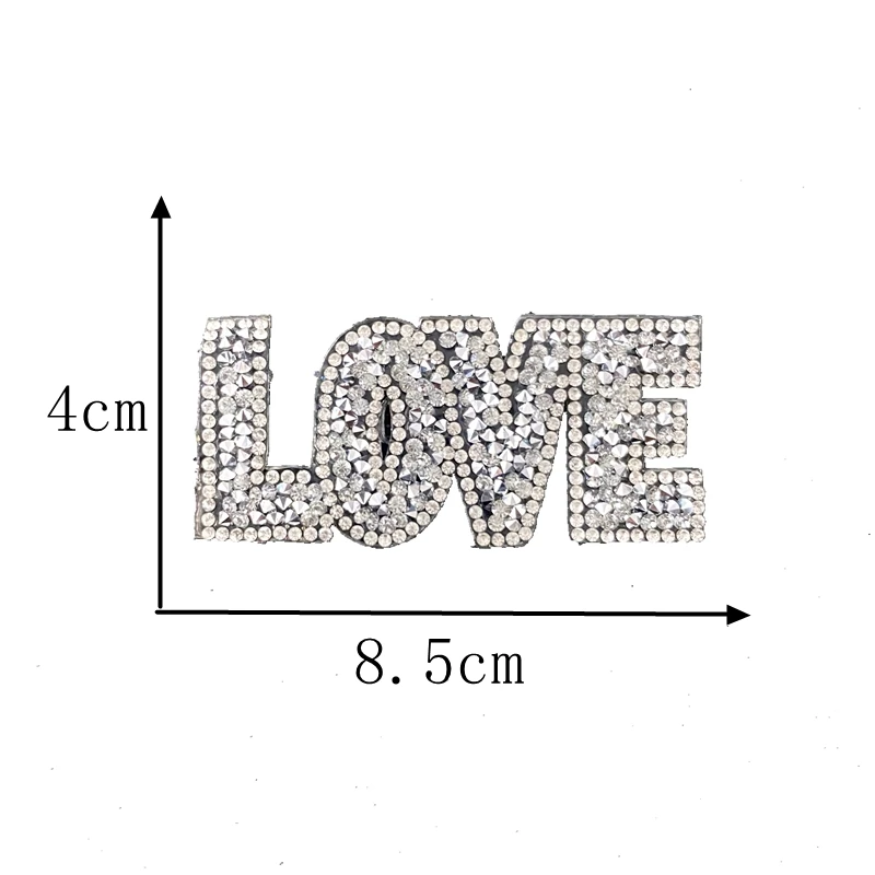 

IRON ON parch Cartoon Love Rhinestones DIY Patch Hot fix Letter Heart Bow Badges Crystal Beads Appliques Transfers for Clothing