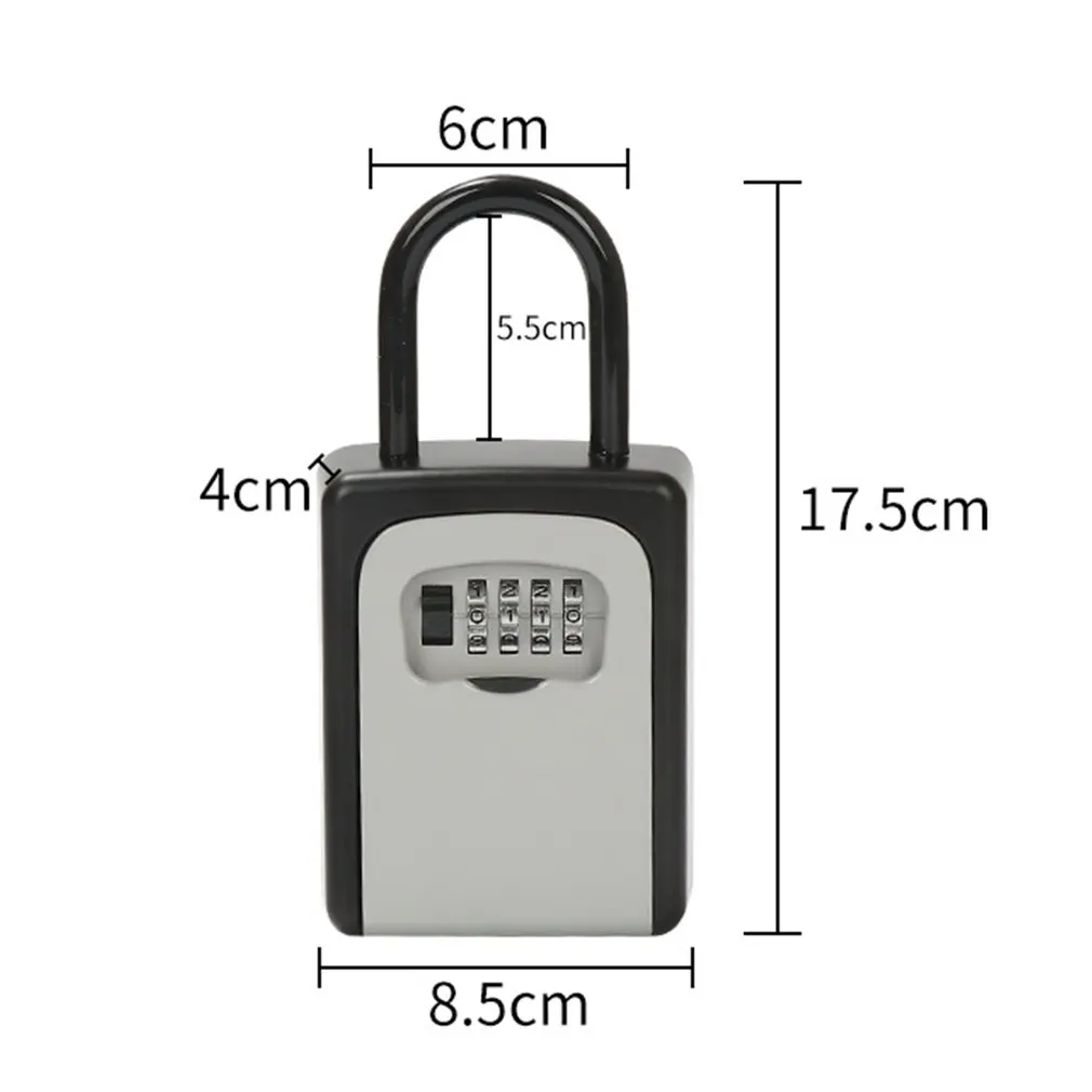 

Key Lock Box Key Safe Box Weatherproof 4 Digit Combination Key Storage Lock Box Wall Mounted Aluminum Alloy Indoor Outdoo