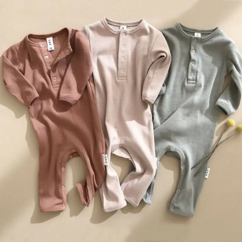 Вязаный хлопковый комбинезон с длинными рукавами для маленьких мальчиков и