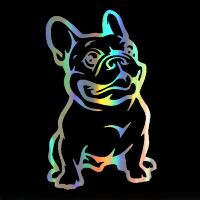 

Car Sticker Vinyl French Bulldog Animal Decor Funny Sticker Decal Reflective Laser Motorcycle Car Styling 3D Stickers KK 8*13cm