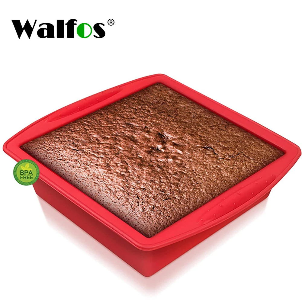 

Walfos Food grade Brownie Pan Non-stick Square Silicone Cake Mold Cake Pan Baking Pans Mould Bread Mold Bakeware DIY Cake Tools