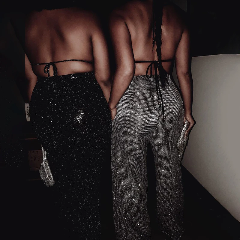 Женские широкие брюки WannaThis серебристые с высокой талией элегантные свободные