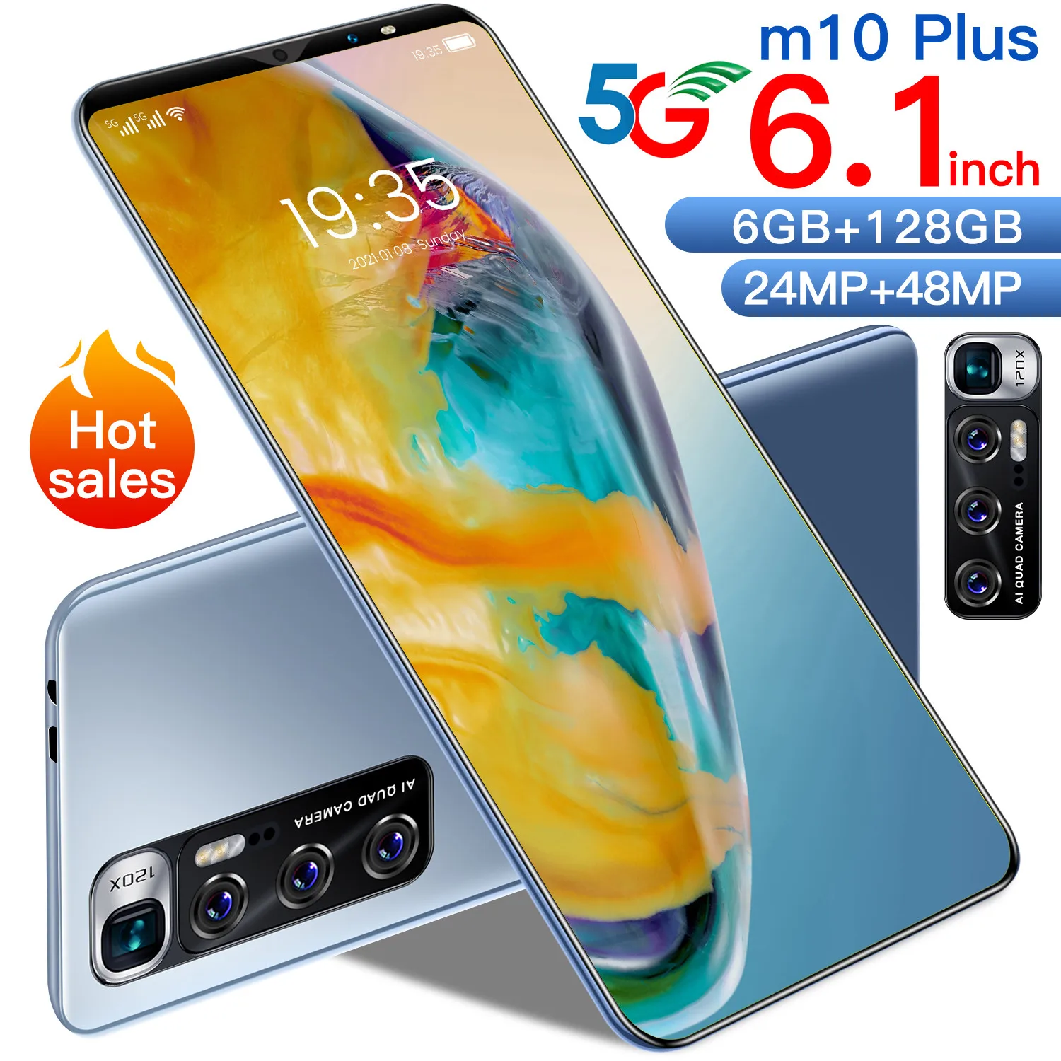 

2021 M10 Plus 5.8 Inch 6+128GB Fingerprint ID Dual SIM Cell Phones Dual SIM+Micro SD 24+48MP Andriod Smart Phone MTK6793 Global