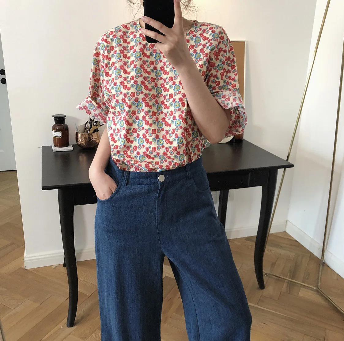 

2021 New Fashion Camisa De Mujer Casual Loose Floral Print Pullover Female Short Sleeve Korean Summer Blouse Shirts Women Tops