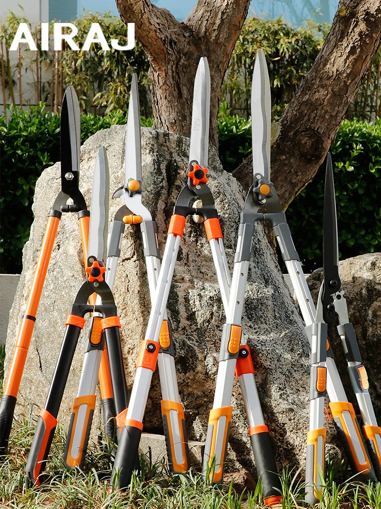 

AIRAJ Powerful Garden Pruning Shears High Branch Pruning Tool Household Long Handle Lawn Stainless Steel Scissors with Gloves