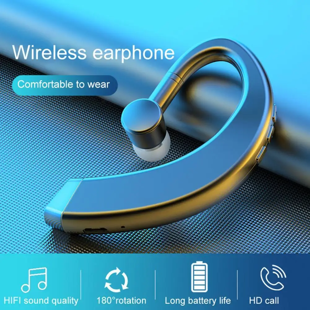 Фото Портативная беспроводная гарнитура Bluetooth 5 0 с ушным крючком для бизнеса и спорта |