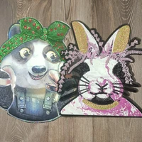 accessories printing sequin large embroidery big tiger cats eagle dogs horse pig panda animal cartoon patches for clothing or 2