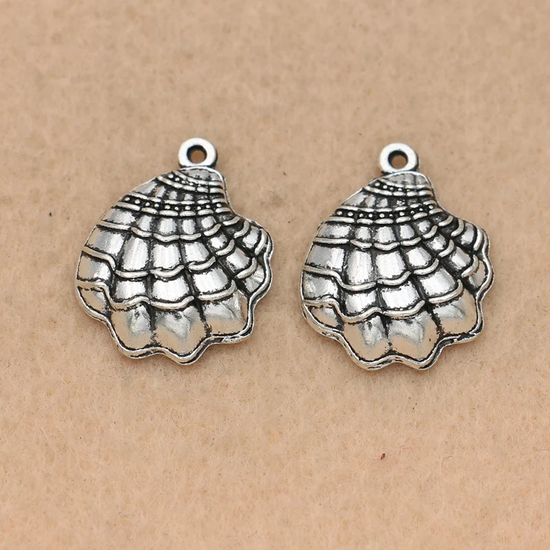

5pcs Tibetan Silver Plated Shell Charms Pendants Jewelry Making Bracelet Necklace Findings DIY Earrings Accessories 23x18mm