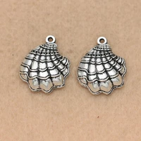 5pcs tibetan silver plated shell charms pendants jewelry making bracelet necklace findings diy earrings accessories 23x18mm