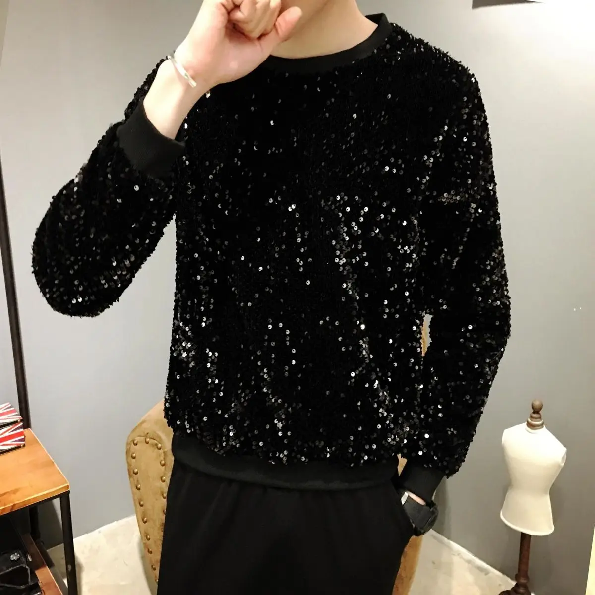 Роскошная Футболка с блестками мужские винтажные футболки мужская Классическая