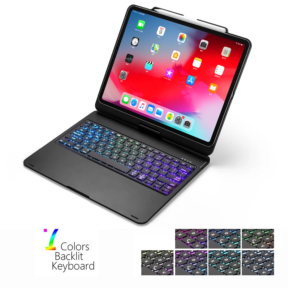 Чехол для iPad Pro 12 9 с держателем клавиатуры и карандаша вращающийся чехол