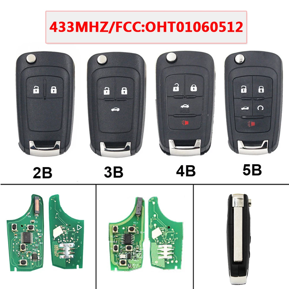

2/3/4/5Buttons 433Mhz Fip Car Key For Chevrolet Cruze PCF7941