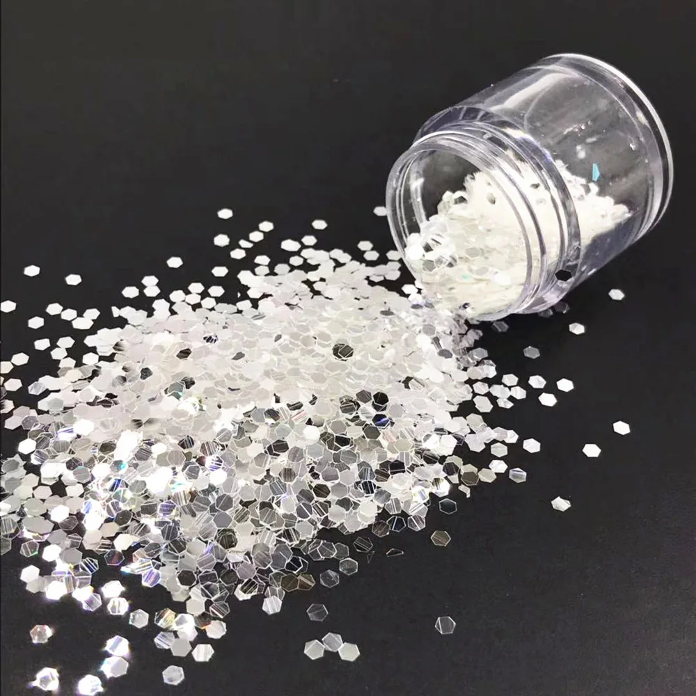 

10g/Bottle Nail Glitter Powder Sequins 0.2/1/2/2.5mm Mix Size Silver High Shining Nail Art Dust Sequins for UV Gel Tips Sequins