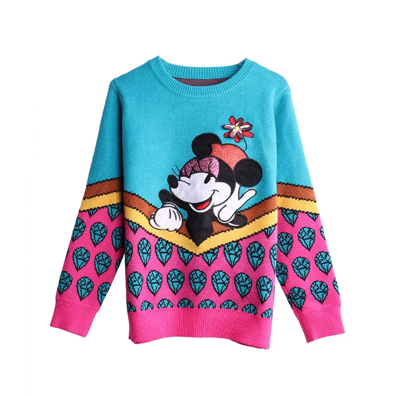 

Harajuku Y2k Cute Cartoon Jacquard Women Sweater Knitted Loose Oversized Autumn Winter Sweater Coat Casual Outerwear Jacket Tops