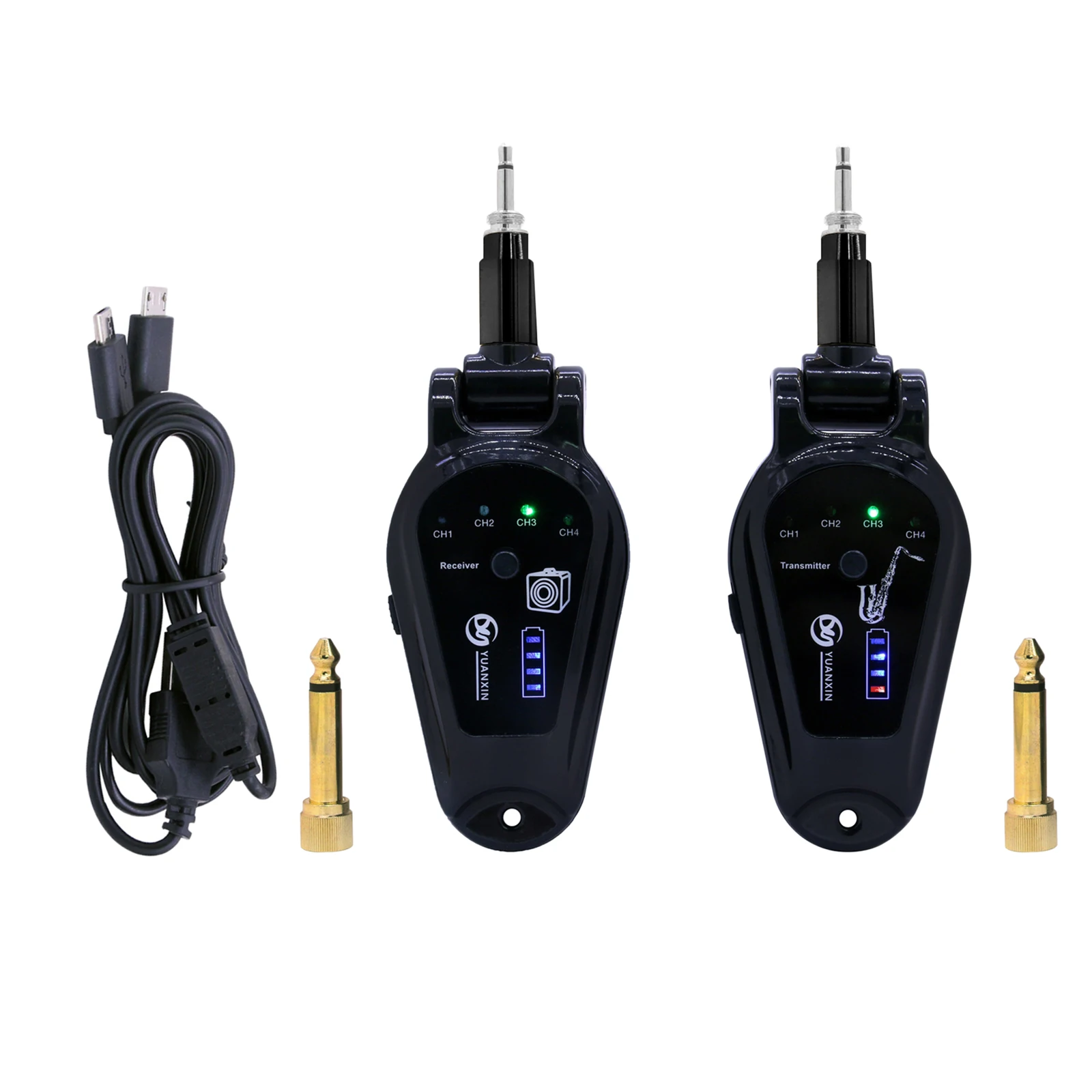 

5.8Ghz Wireless Guitar System Digital Transmitter Receiver Set Audio Electric Guitar Transmitter Receiver for Guitar Bass