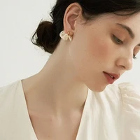 u magical temperament multi layer freshwater pearl beaded dangle earrings for women vintage gold metallic earrings jewelry