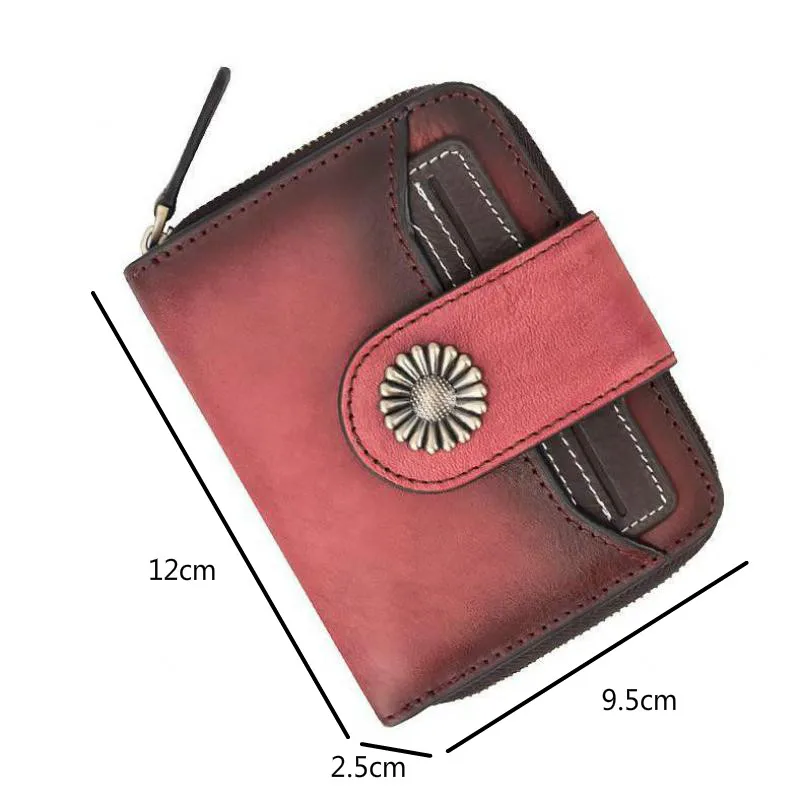 

YourSeason Vintage Small Leather Purse 2021 Casual Short Wallet Card Holder Zipper Hasp Soft Cowhide Wallets Solid Color