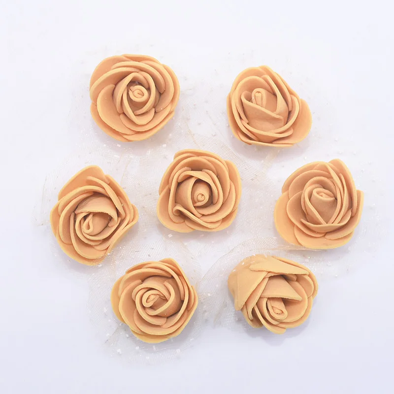 khaki 50 шт./лот 3,5 см мини ПЭ пены розы искусственные головки цветов для DIY венки Аксессуары свадебные украшения вечерние ручной работы - Цвет: khaki