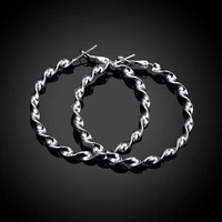 2022 new arrival 925 silver 45mm twist round circle hoop earring for women fashion jewelry