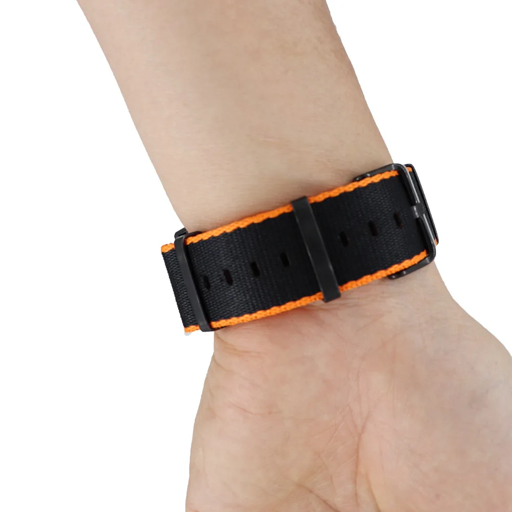 

Toughness Thickening Black Buckle NATO Straps Nylon Canvas Paratrooper Color 20mm 22mm Width Watch Band Stripe Military Sport