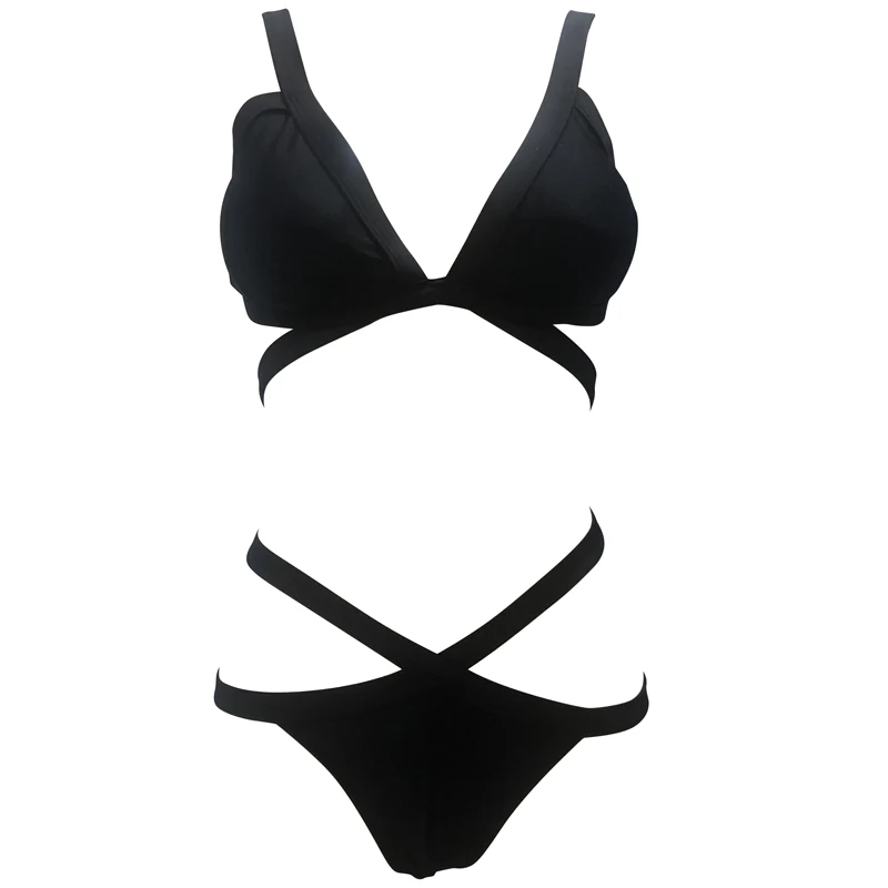 

Sexy Bikini 2021 New Halter Swimsuit Solid Swimwear Women Shiny Bordered Bikini Set Bathing Suit Push Up Two-piece Suit