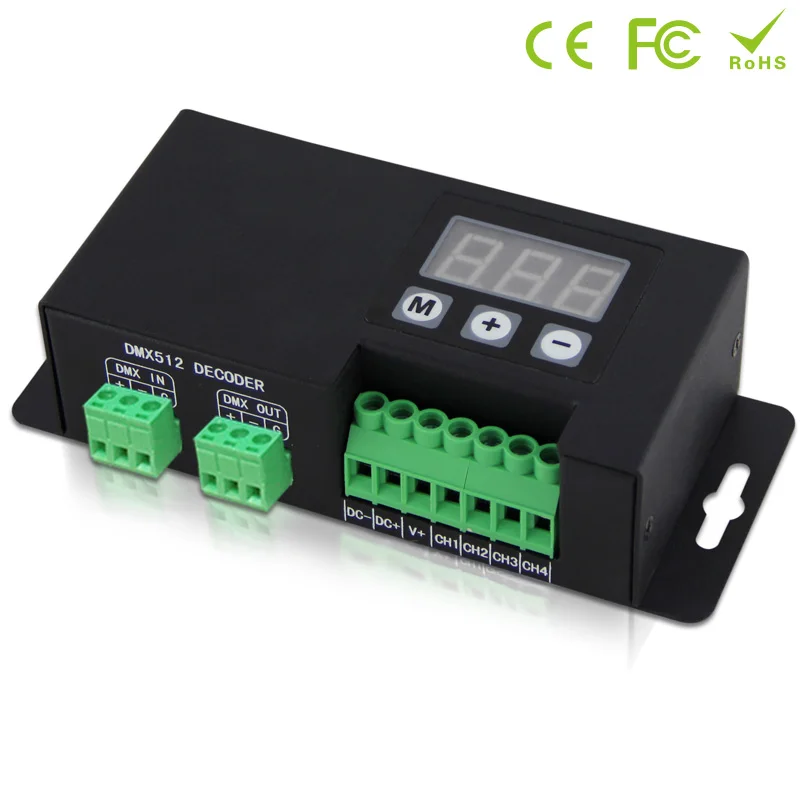 Led CC/CV 4CH DMX512 декодер 3 цифровой дисплей показывает DMX адрес led контроллер привод