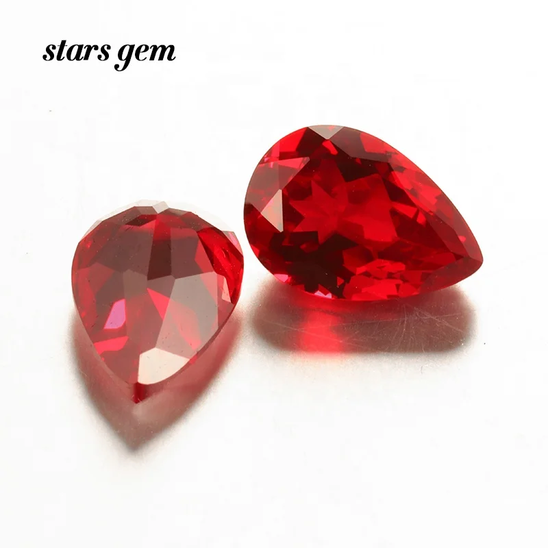 Грушевидная форма 5x7 мм-13x18 мм выращенный в лаборатории рубин драгоценный камень