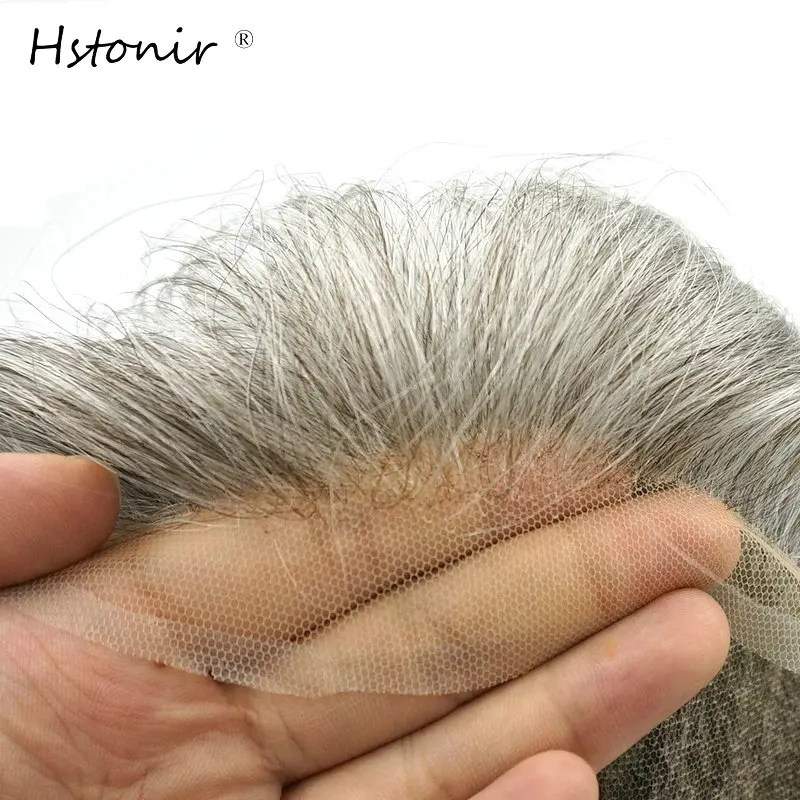 Hstonir белый человека Волосы Remy накладки из искусственных волос швейцарское