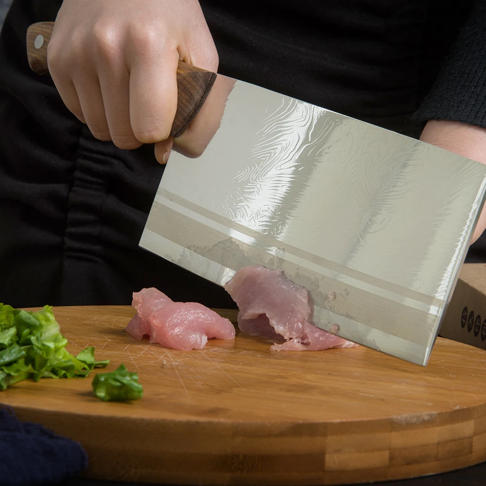 Нож из нержавеющей стали с ручкой натурального дерева нож для мяса и овощей