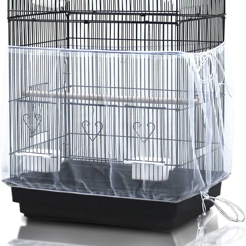 Универсальная клетка для птиц сетчатая юбка с узором белого цвета (не включает