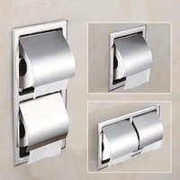 singledouble stainless steel toilet paper box home hotel bathroom wall mounted concealed roll paper holder rack tissue box