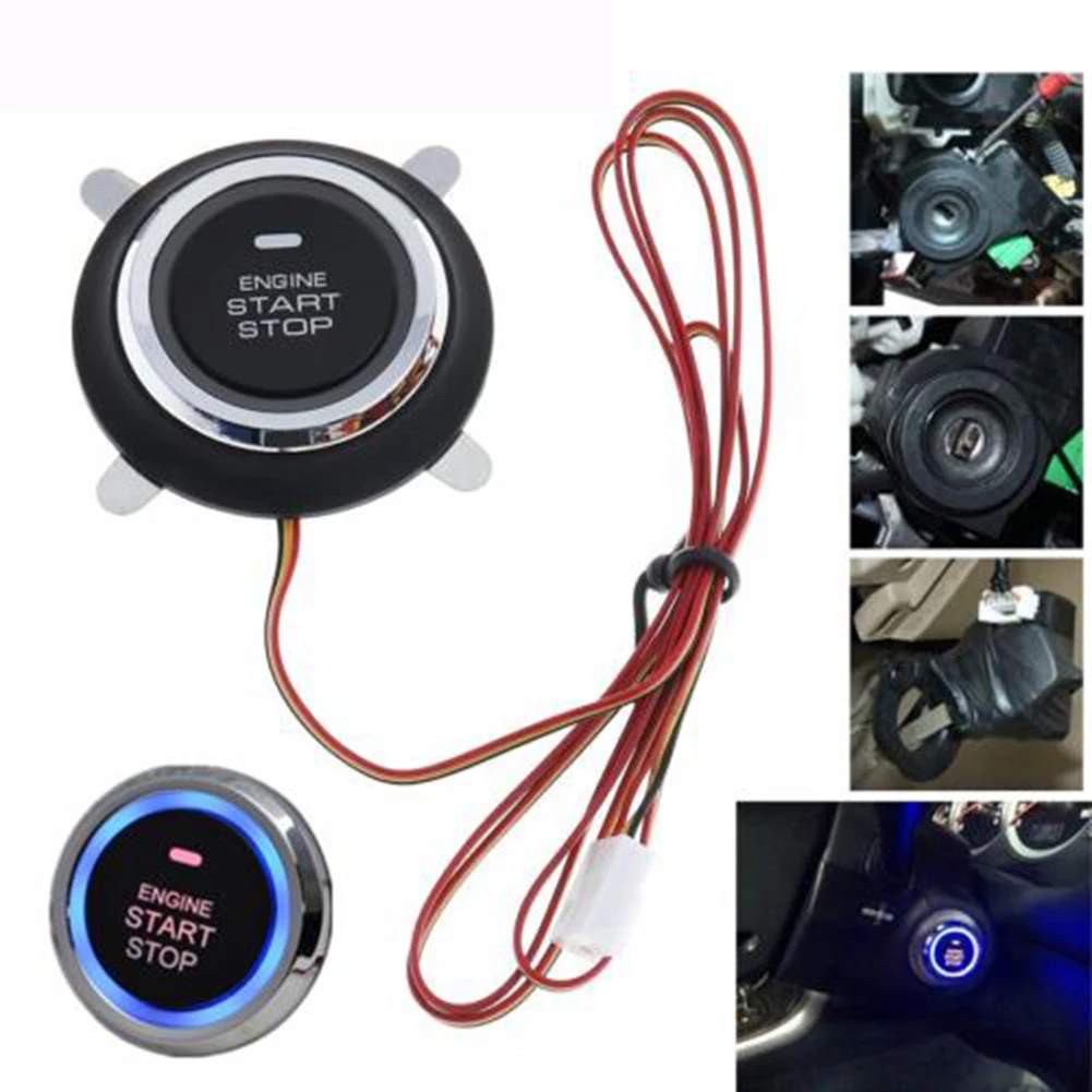 

Car Switch Engine Start Push Button Push Starter Kit 10mm Black Wire Start Switch 12V Durable