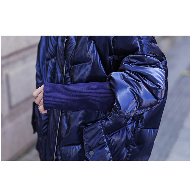 

Winter Down Parkas Coat Long Glossy Jacket Women Korean Down Cotton Jacket Ladies Casual Loose Outwear Plus Size Cotton Overcoat