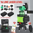 Лазерный уровень, 16 линий, 4D, светильник свет, 2 аккумулятора, светодиодный дисплей, автоматический самонивелирующийся лазерный уровень на 360 , горизонтальный, вертикальный, перекрестный