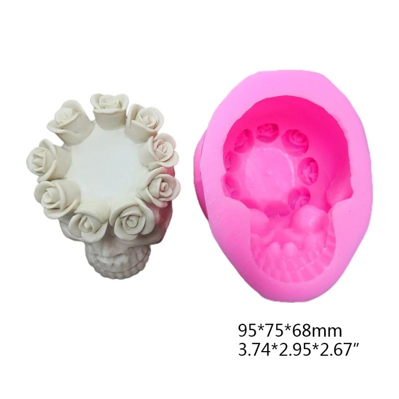 

Flower Skull Candle Holder Epoxy Resin Mold Candlestick Casting Silicone Mould DIY Crafts Ornaments Making Tool