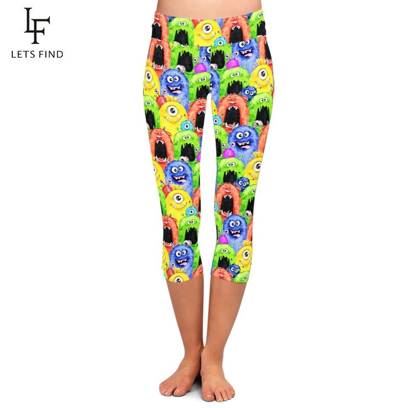 LETSFIND высокое качество 3D со смешным Монстром из молочного шелка с принтом женские