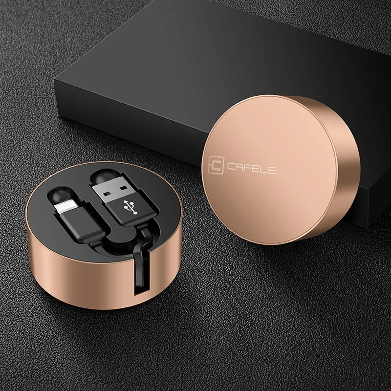 Cafele USB кабель для iPhone 11 Pro X Xr Xs Max 8 7 6s Plus зарядный кабель выдвижной 8 Pin для iPhone Lighting Cable Max 90 см - Цвет: Gold