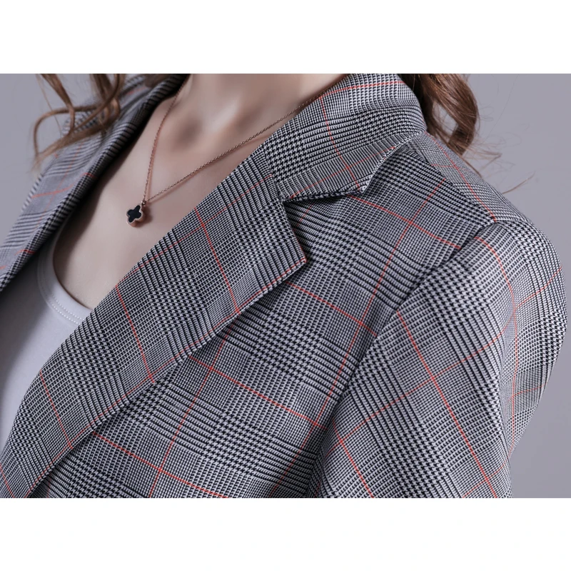 2019 Spring and Autumn Checked Suit Jacket Woman new Professional Fashion Small Lady Version British style | Женская одежда