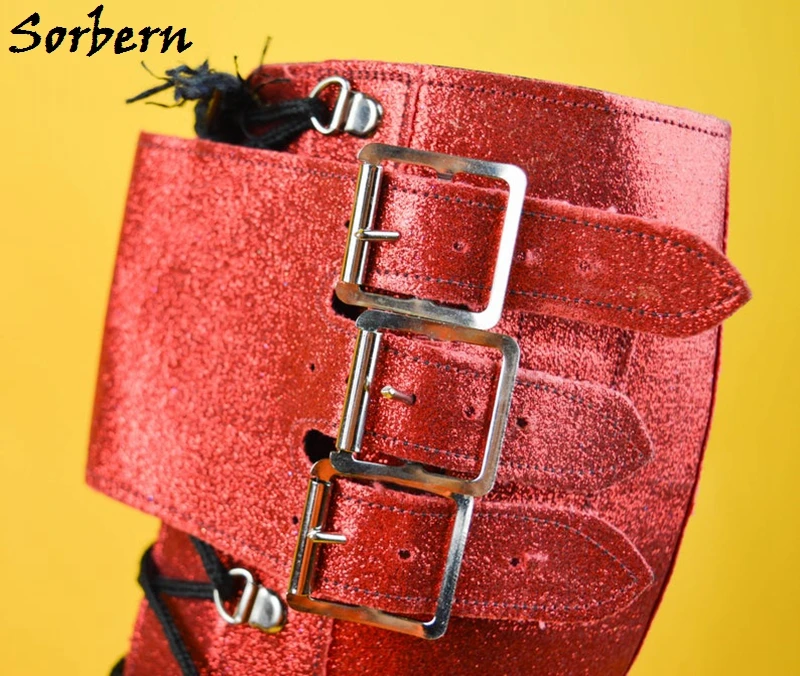 Сапоги унисекс на блочном каблуке со шнуровкой в стиле панк | Обувь